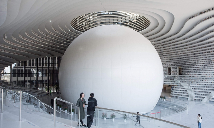 Una biblioteca futuristica in Cina